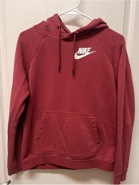 Nike Maroon Pullover Hoodie with White Swoosh